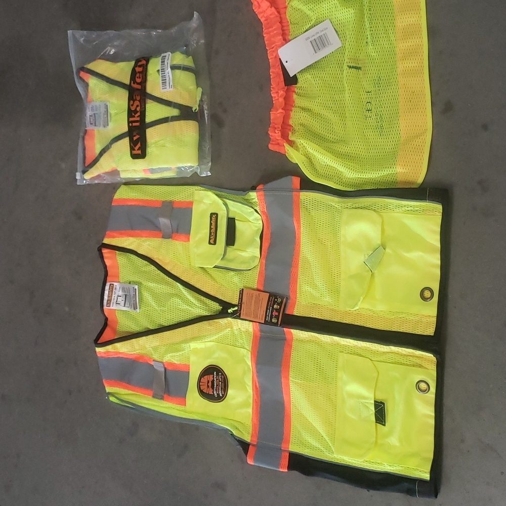 Safety vests brand new with neck shade for hard hat